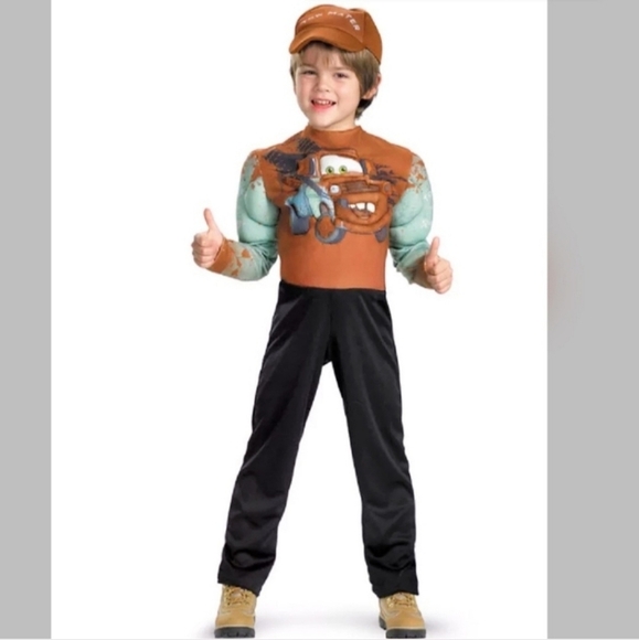 NWT Disney Pixar Cars Tow Mater Halloween Costume Cosplay XS 3T-4T Muscle Arms - Picture 1 of 16